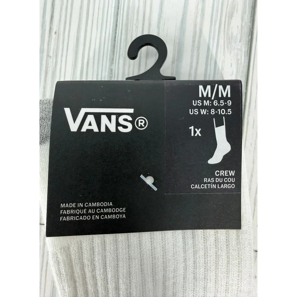 Vans Stowers Crew Socks en White Yellow Size M: Logo Men 6.5-9 Women 8-10.5